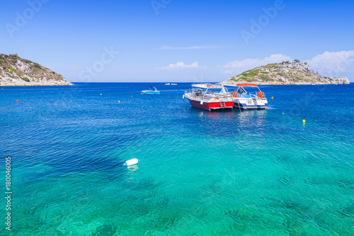 Pleasure boats moored in Agios Nikolaos bay