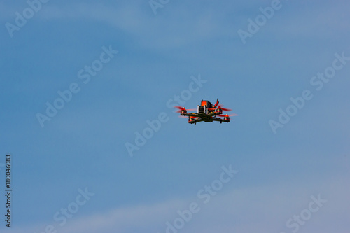 Race drone in flight 