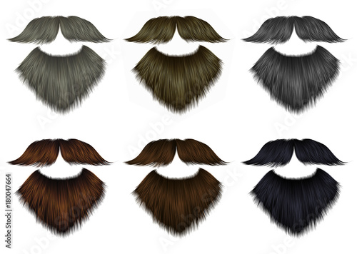 set long  beard and mustache different colors.fashion 
beauty style .