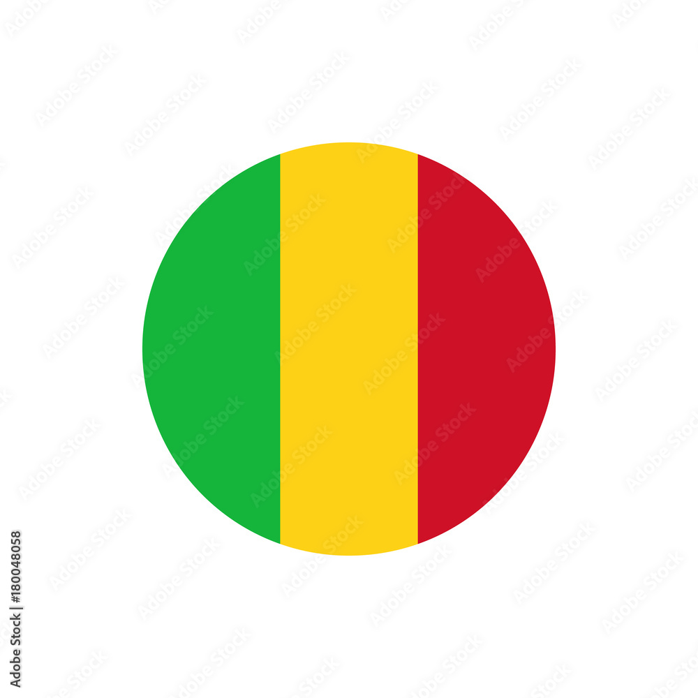 Mali flag, official colors and proportion correctly. National Mali flag. Vector illustration