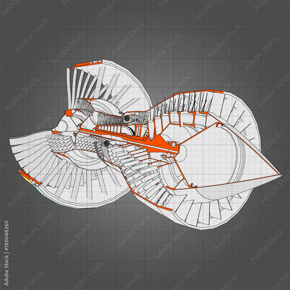 Turbo jet engine aircraft. Vector line illustration. Stock Vector ...