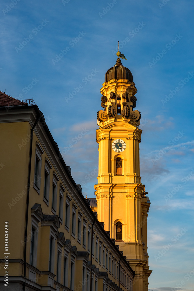 The belfry of the Theatinerkiche in Munich