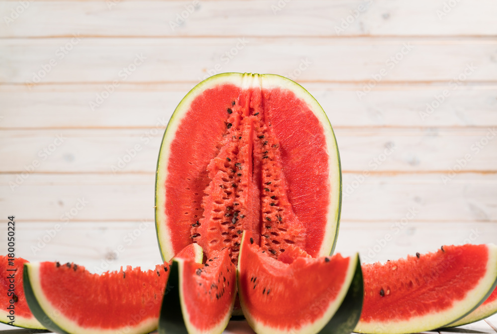sliced watermelon on a white background sliced watermelon on a white background