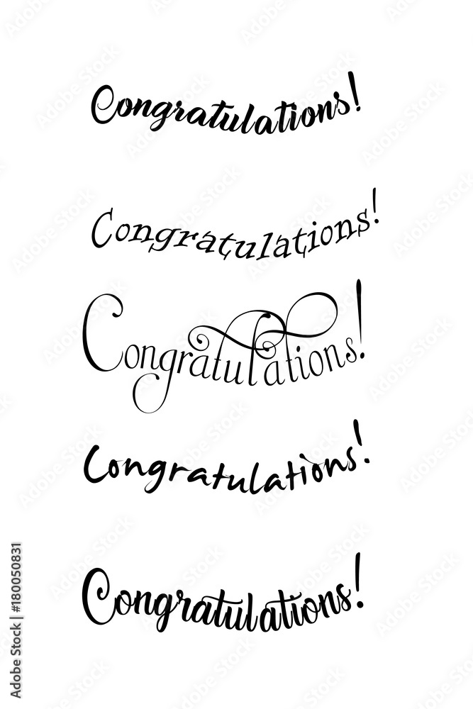 Congratulations lettering. Calligraphy handwritten phrase for your design. Congratulations lettering. Calligraphy handwritten phrase for your design.