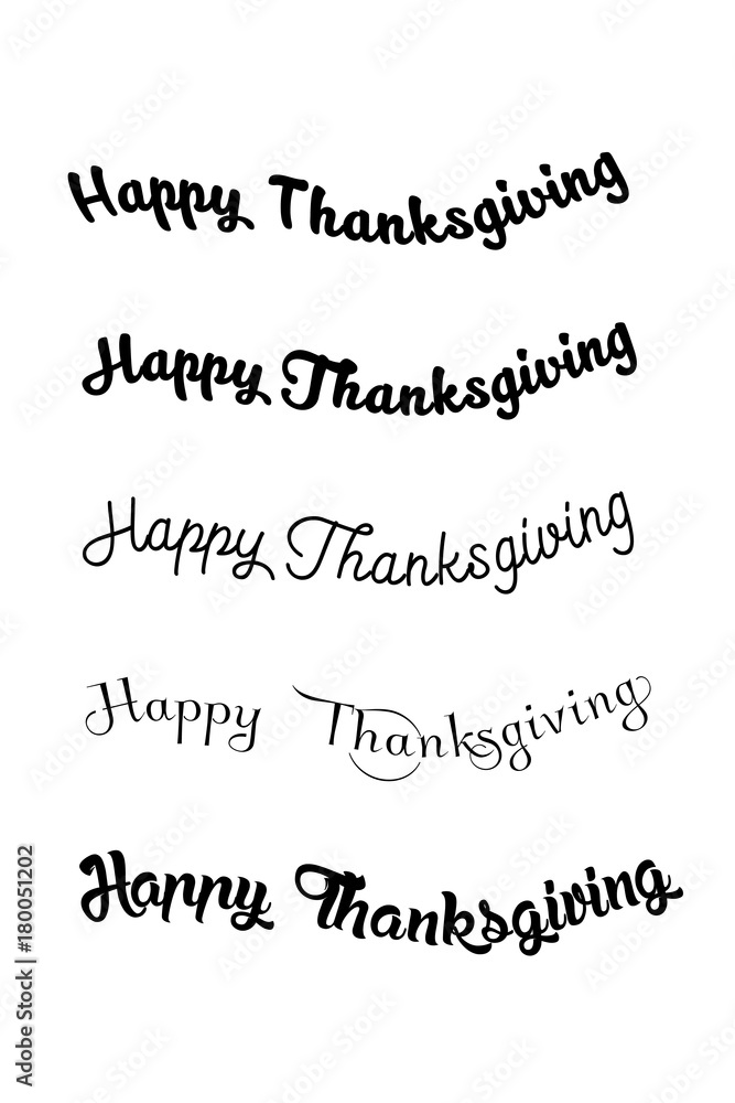 Thanksgiving typography hand drawn. Celebration Happy Thanksgiving Day. Thanksgiving vector vintage style text calligraphy. Usable for prints, flyers, banners, greeting cards, posters, invitations, sp