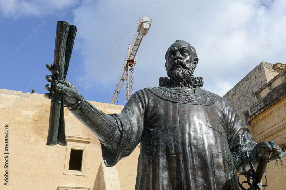 Bronze statue of Grand Master Jean de Vallette at La Valletta