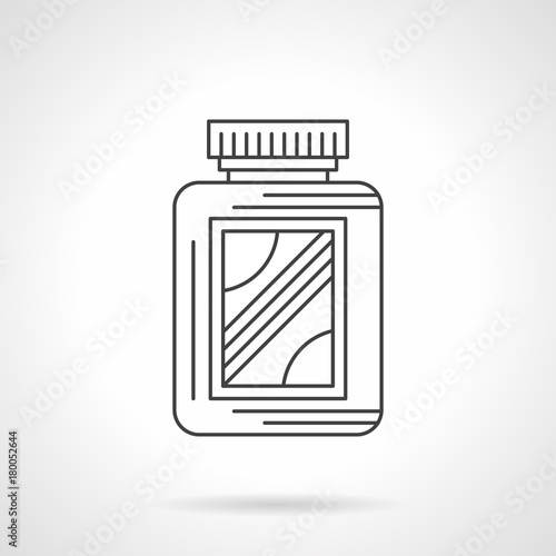 Amino acid supplement jar flat line vector icon