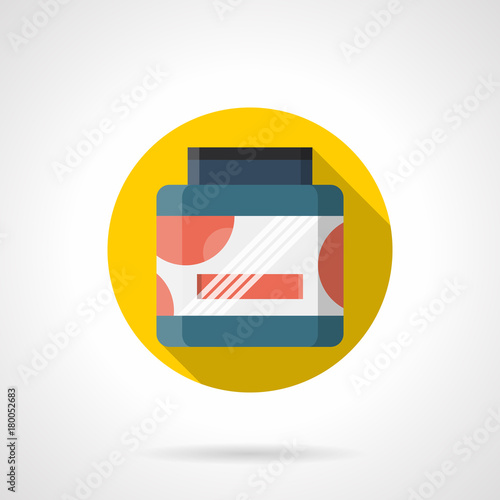 Jar of whey protein flat round vector icon
