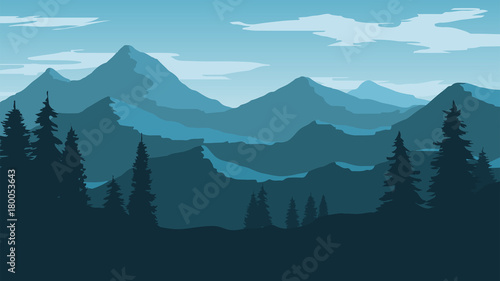 Fotografia Vector wallpaper with a landscape, a mountain range