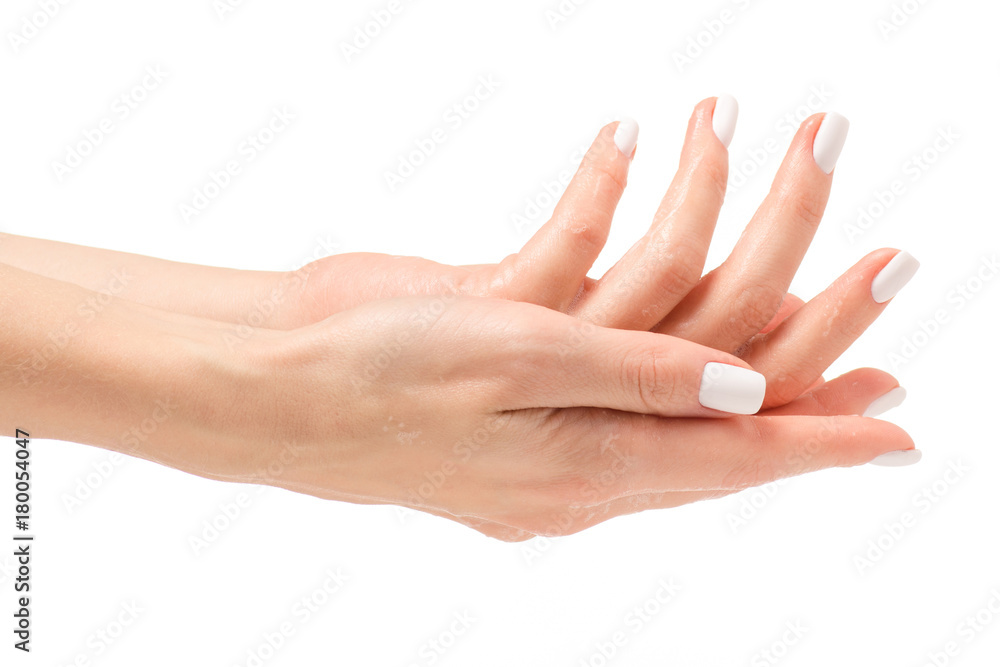 Soapy female hand foam