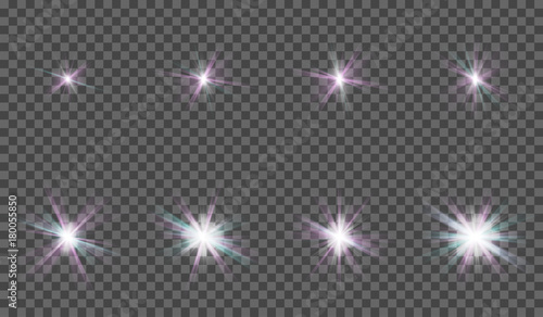 A set of light effects for design. Each element in a separate layer