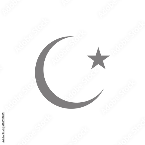 Star and crescent moon glyph icon. Simple web black icon, can be used as web element icon