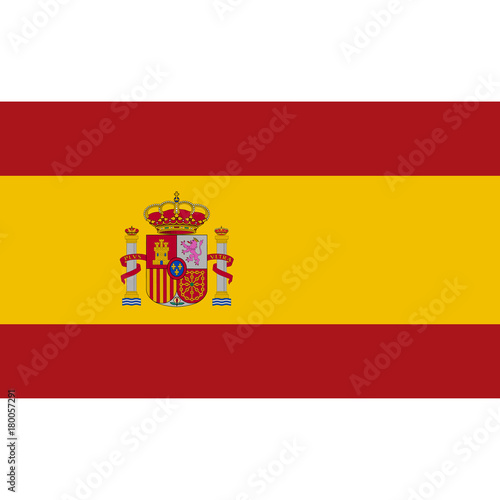 Spain flag, official colors and proportion correctly. National Spain flag. Vector illustration