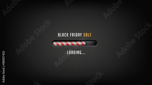 Black Friday loading background with digital striped bar. EPS 10 vector. Black background for the Friday after Thanksgiving.