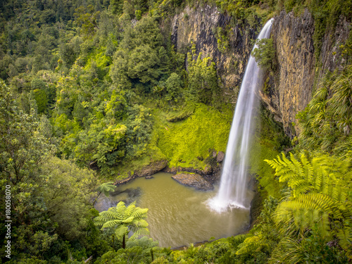 High Jungle Waterfall in Lush Rain Forest