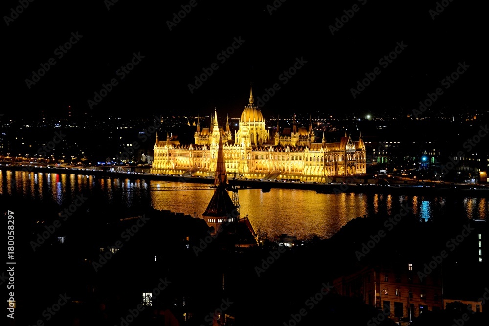 The parliament building at night, Budapest, Hungary