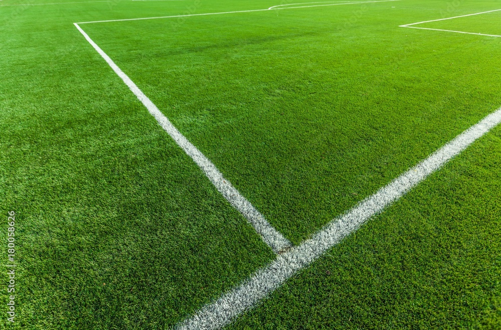 Closeup of White Stripes on a Soccer Field
