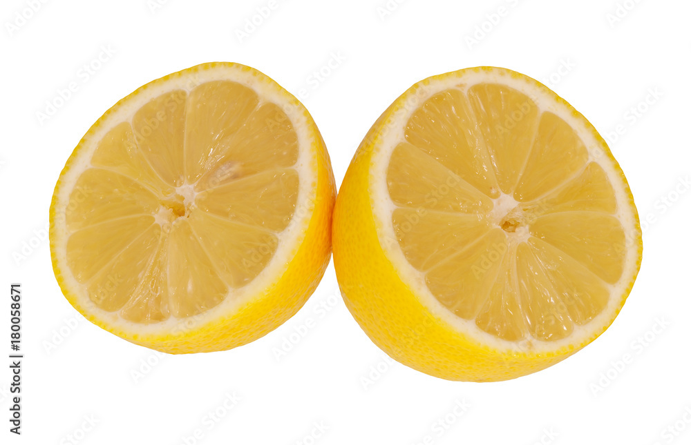 Group of lemons on white background