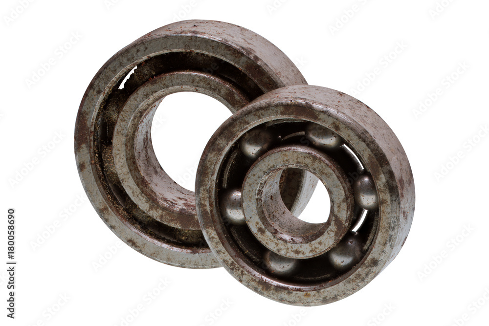 Ball bearings on a white background Ball bearings on a white background