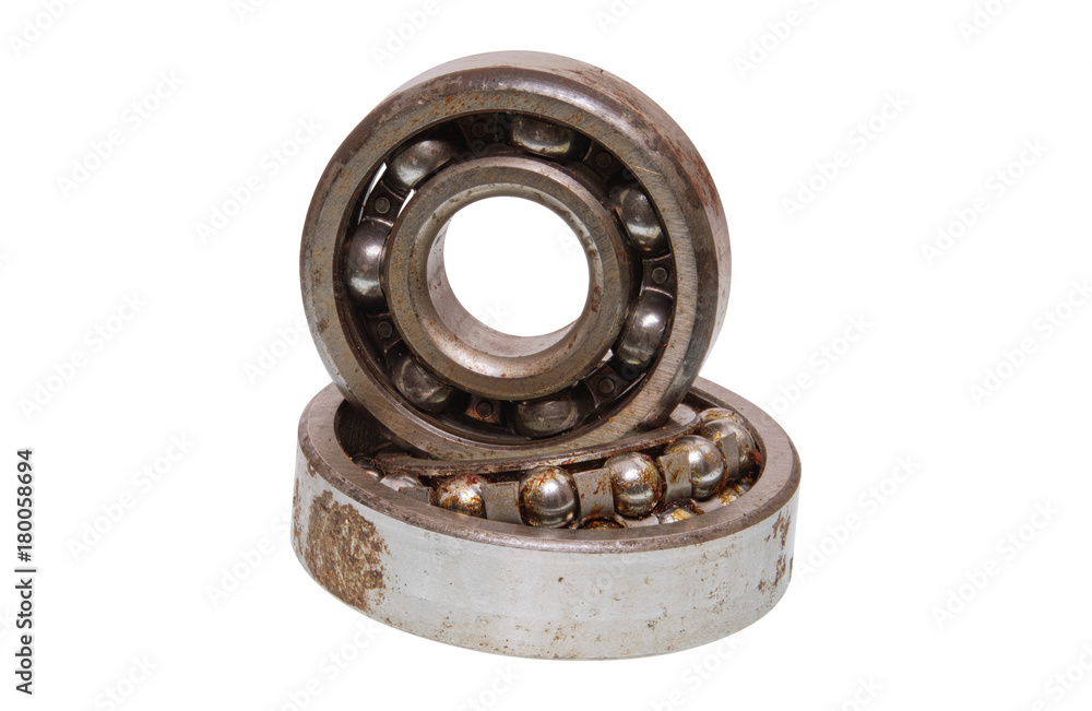 Ball bearings on a white background