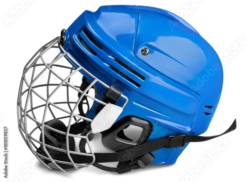 Photography Blue Ice Hockey Helmet with Cage, Isolated on Transparent