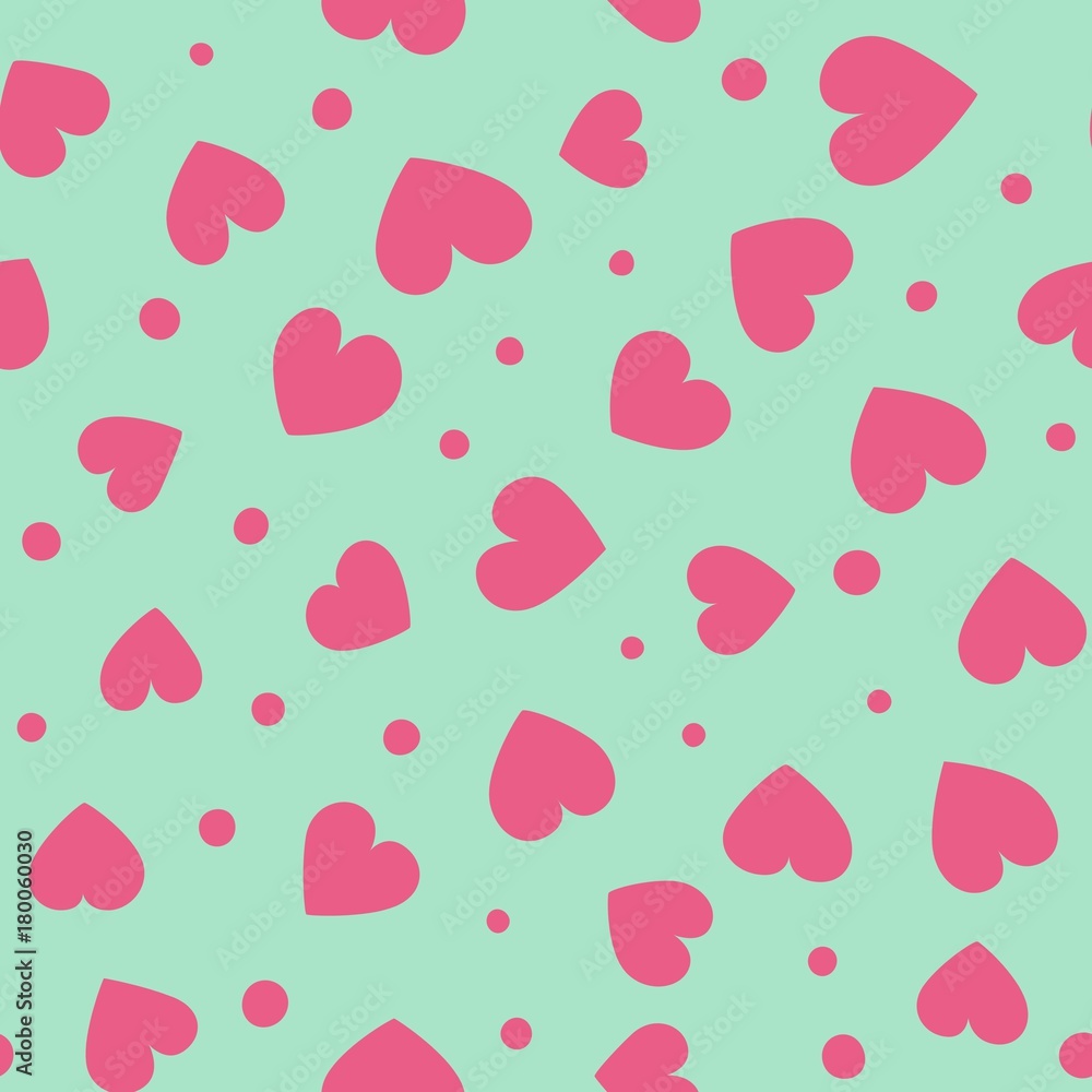 Seamless hearts and dots pattern. Vector repeating texture. Seamless hearts and dots pattern. Vector repeating texture.