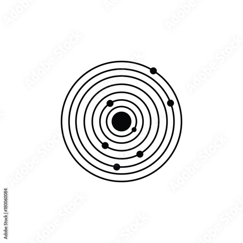 Solar System Vector Icon. Sun surrounded by planets. Simple, modern flat vector illustration for mobile app, website or desktop app icon
