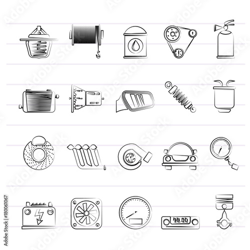 Car part and services icons 2 - vector icon set