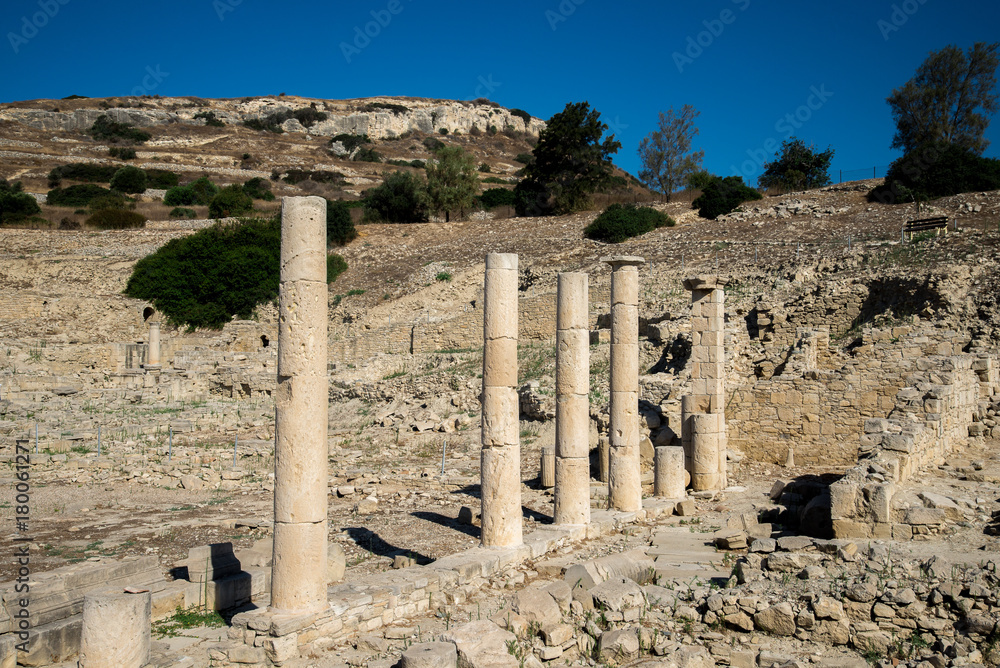 Remaining columns in Amathus ancient city site in Limassol