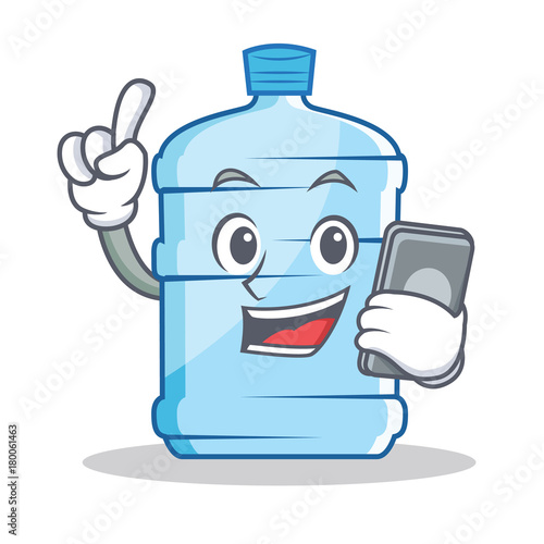 With phone gallon character cartoon style