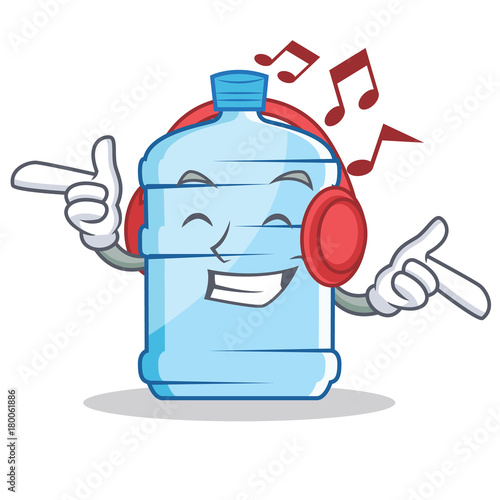 Listening music gallon character cartoon style