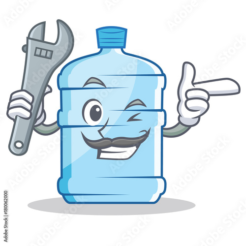 Mechanic gallon character cartoon style