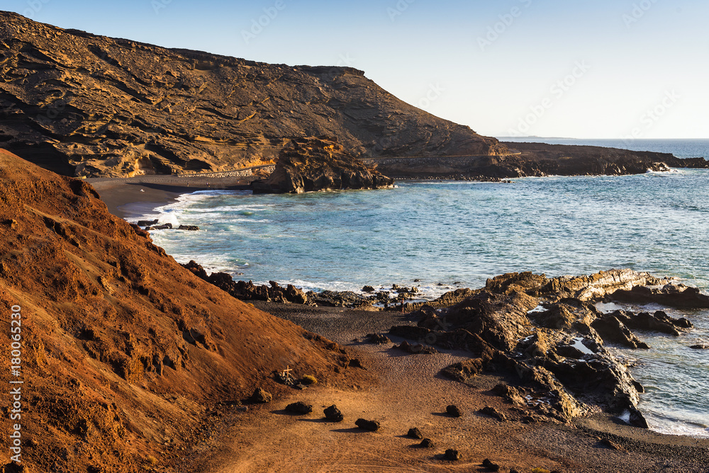 Marvelous view of the gulf of El Golfo. Lanzarote. Canary Islands. Spain