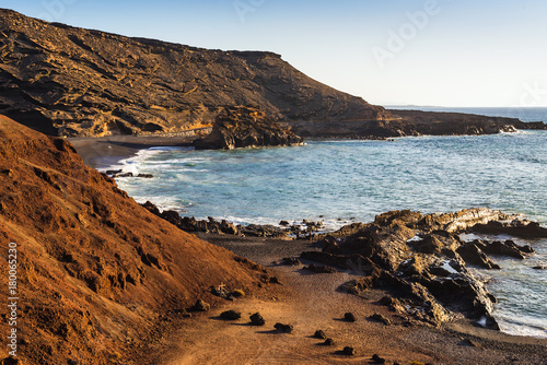 Marvelous view of the gulf of El Golfo. Lanzarote. Canary Islands. Spain