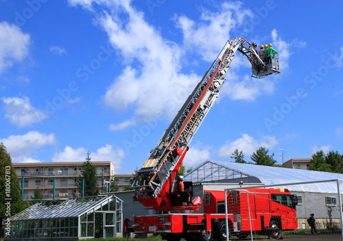 Ladder truck of emergency drills