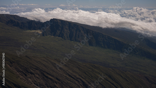 Sky View of Clouds and Mountain Peaks in Maui, Hawaii