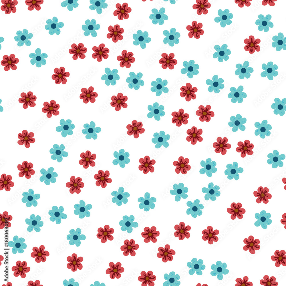 seamless pattern of colored flowers on a white background. seamless pattern of colored flowers on a white background.