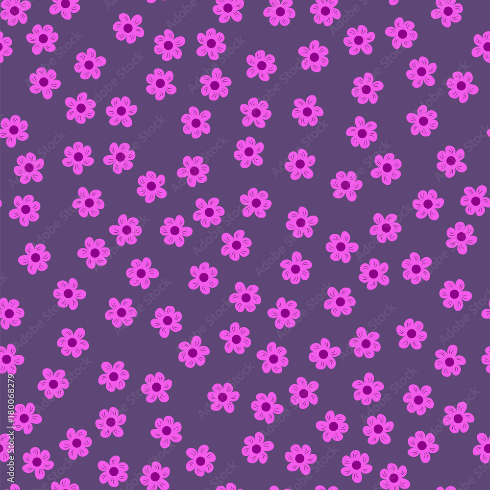 abstract seamless pattern of flowers on a purple background. For prints, cards, invitations, birthday, holidays, party, celebration, wedding, Valentine's day.