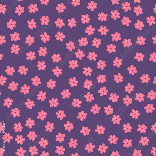 abstract seamless pattern of flowers on a purple background. For prints, cards, invitations, birthday, holidays, party, celebration, wedding, Valentine's day.