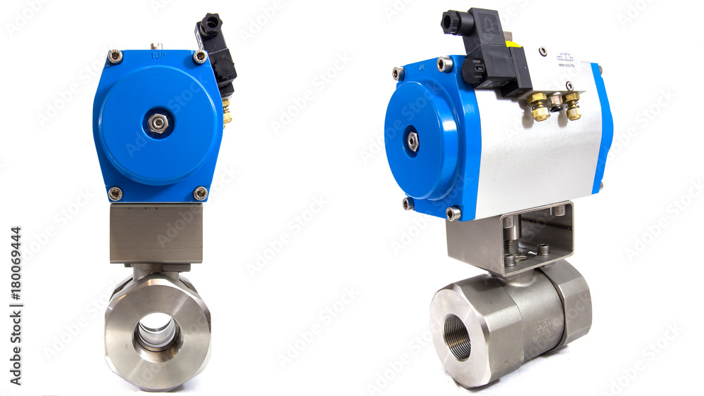 Automated steel valve on isolated background Automated steel valve on isolated background