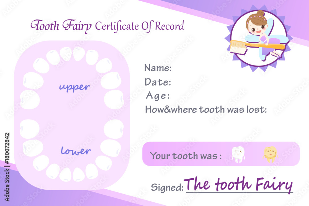Fototapeta premium tooth fairy certificated record