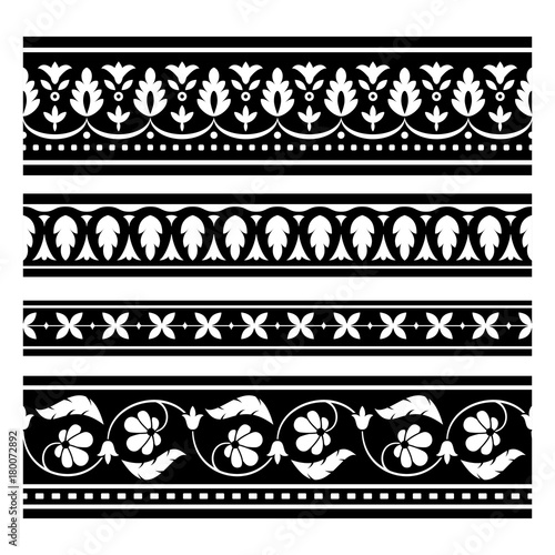 Set of seamless  vector borders for your design. Elements can also be used as Illustrator brushes. EPS 8 vector illustration.