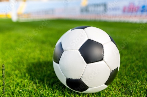 Closeup of a Soccer Ball and Goalpost