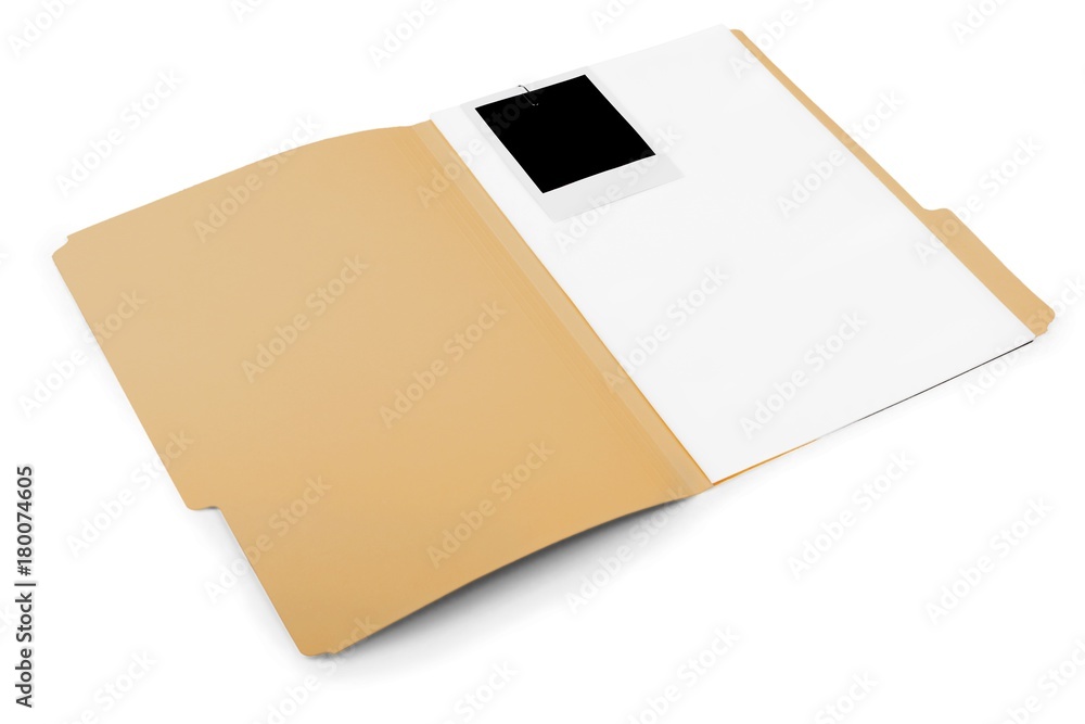File Folder with Blank Pages and Polaroid