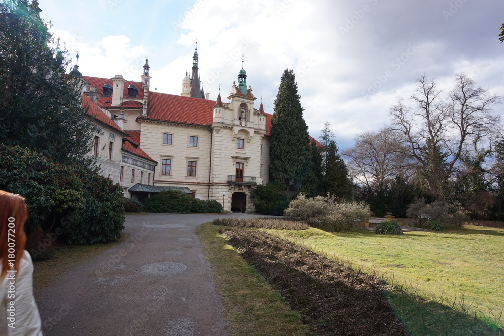5.3.2017 The Průhonice Chateau near Prague's capital city in the Czech Republic and its surroundings with a park 5.3.2017 The Průhonice Chateau near Prague's capital city in the Czech Republic and its surroundings with a park
