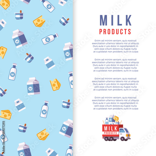 Milk production poster template - farm dairy banner design