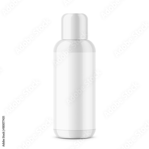 White glossy plastic cosmetic bottle template.