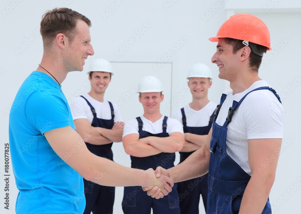 Fototapeta premium handshake of the architect and engineer