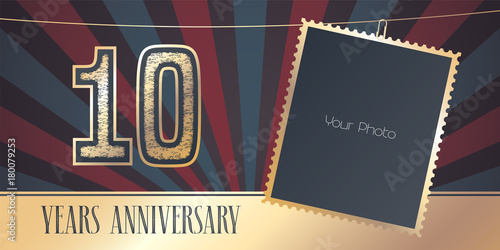 10 years anniversary vector emblem, logo in vintage style