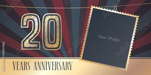 20 years anniversary vector emblem, logo in vintage style